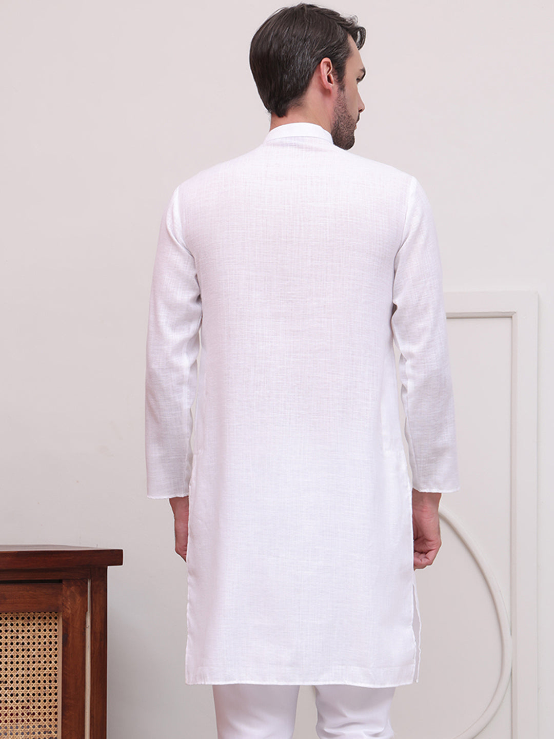 DesiQlo Men Solid Kurta Only - White - KO_5101White_S