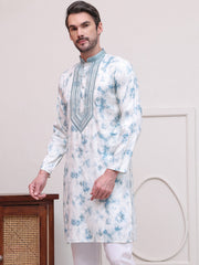 Stone Print With Embroidered kurtas ( KO 5102Sky ) [FF] [Q-17]