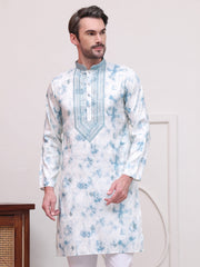 Stone Print With Embroidered kurtas ( KO 5102Sky ) [FF] [Q-17]