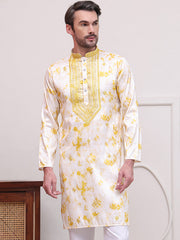 Stone Print With Embroidered kurtas ( KO 5102Yellow ) [FF] [Q-17]