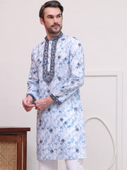 Stone Print With Embroidered kurtas ( KO 5103Blue ) [FF] [I-1-4]