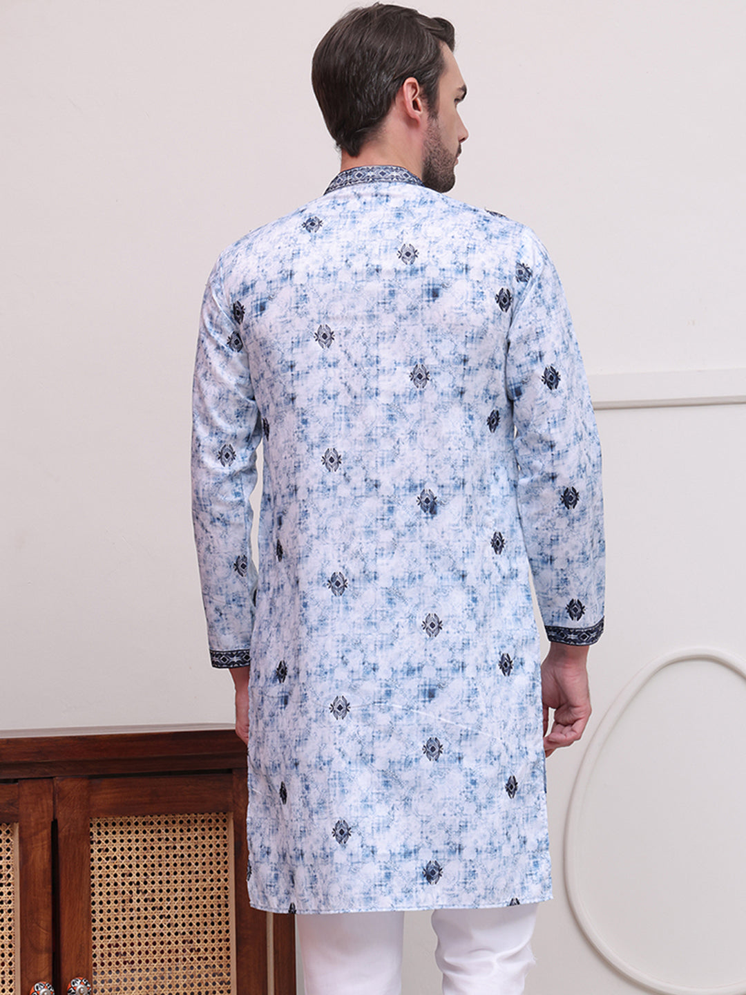 DesiQlo Men Embroidered Kurta Only - Blue - KO_5103Blue_S