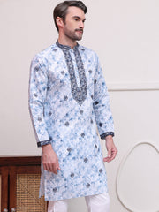 Stone Print With Embroidered kurtas ( KO 5103Blue ) [FF] [I-1-4]