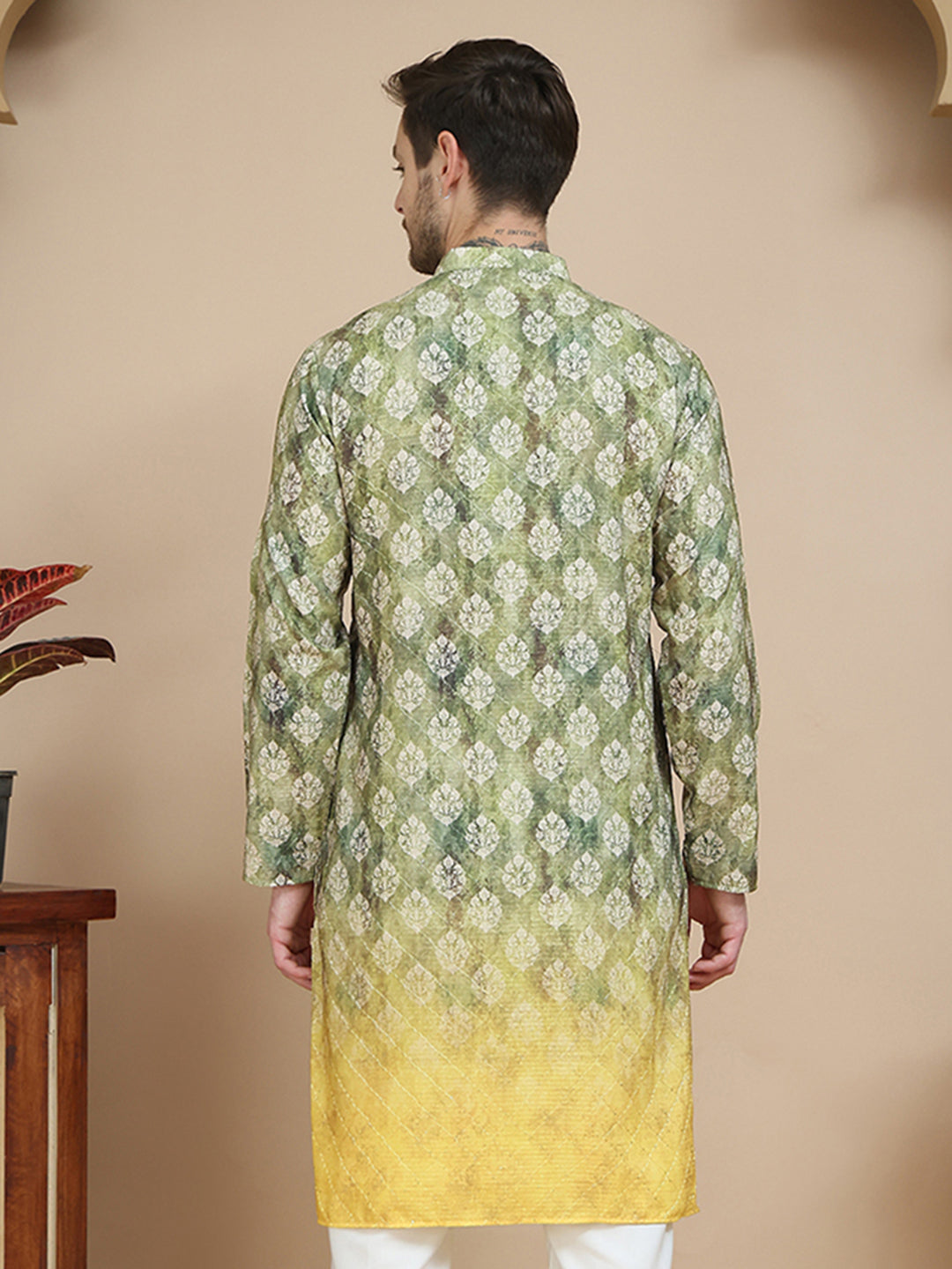 DesiQlo Men Embroidered Kurta Only - Green - KO_5104Green_S