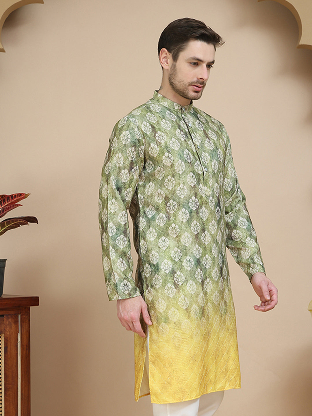 DesiQlo Men Embroidered Kurta Only - Green - KO_5104Green_S