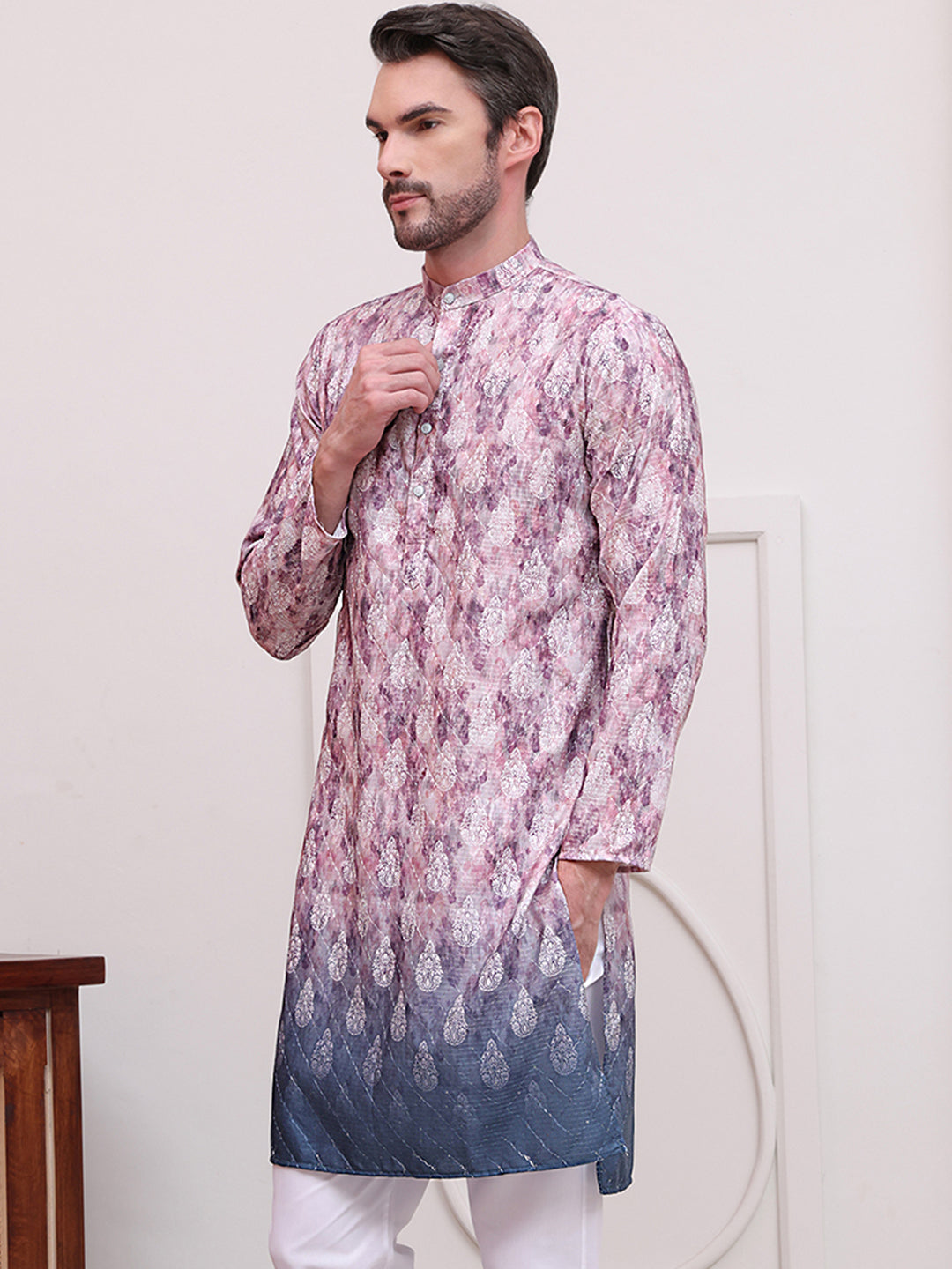 DesiQlo Men Embroidered Kurta Only - Pink - KO_5104Magenta_S