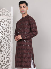 Sequin & Embroidered Kurtas ( KO 5107Coffee ) [FF] [N-1]
