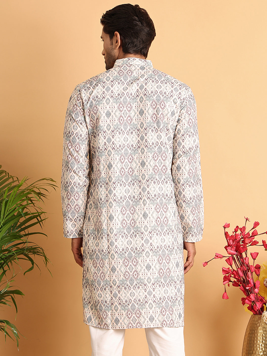 DesiQlo Men Embroidered Kurta Only - White - KO_5109Off-White_S