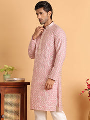 Embroidered Viscose Kurtas For Men ( KO 5110Pink ) [FF] [K-6]