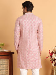 Embroidered Viscose Kurtas For Men ( KO 5110Pink ) [FF] [K-6]