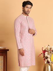 Embroidered Viscose Kurtas For Men ( KO 5110Pink ) [FF] [K-6]