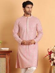 Embroidered Viscose Kurtas For Men ( KO 5110Pink ) [FF] [K-6]