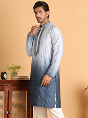 Ombre Printed Straght Kurtas for Men ( KO 5111Blue ) [FF] [I-1-4]