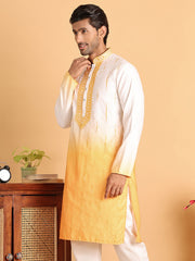 Ombre Printed Straght Kurtas for Men ( KO 5111Yellow ) [FF] [I-1-4]