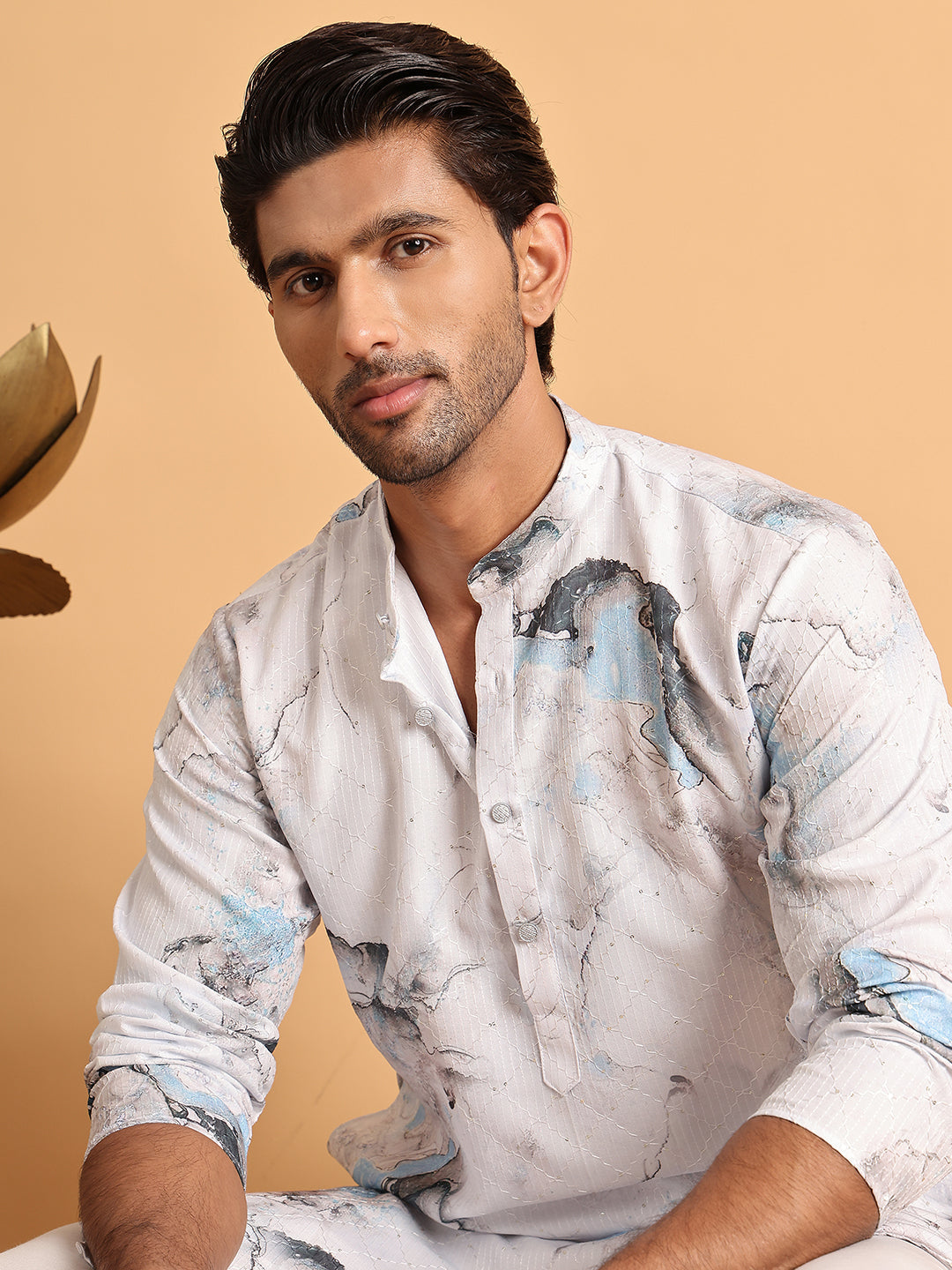 DesiQlo Men Embroidered Kurta Only - Blue - KO_5112Blue_S