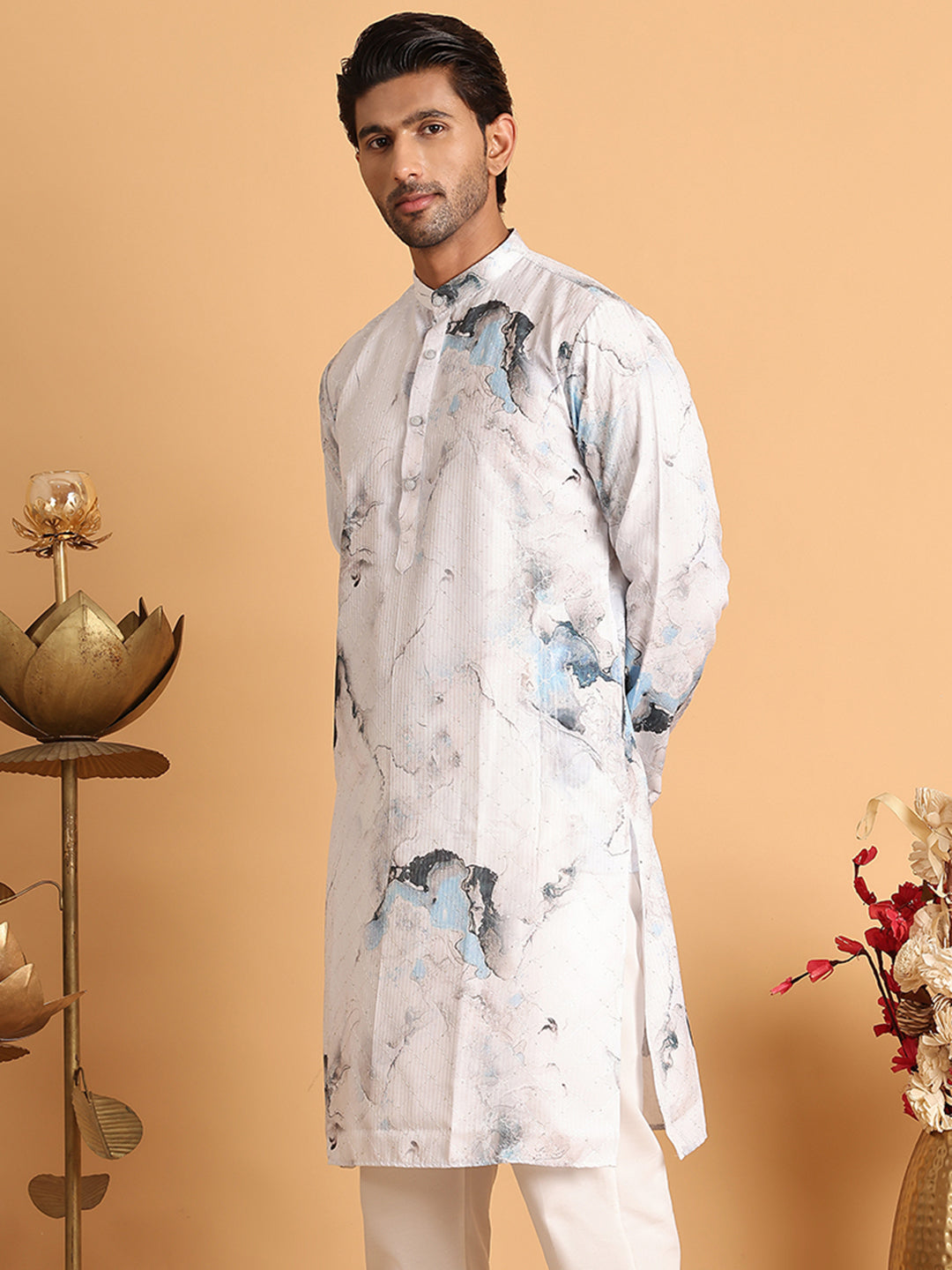 DesiQlo Men Embroidered Kurta Only - Blue - KO_5112Blue_S