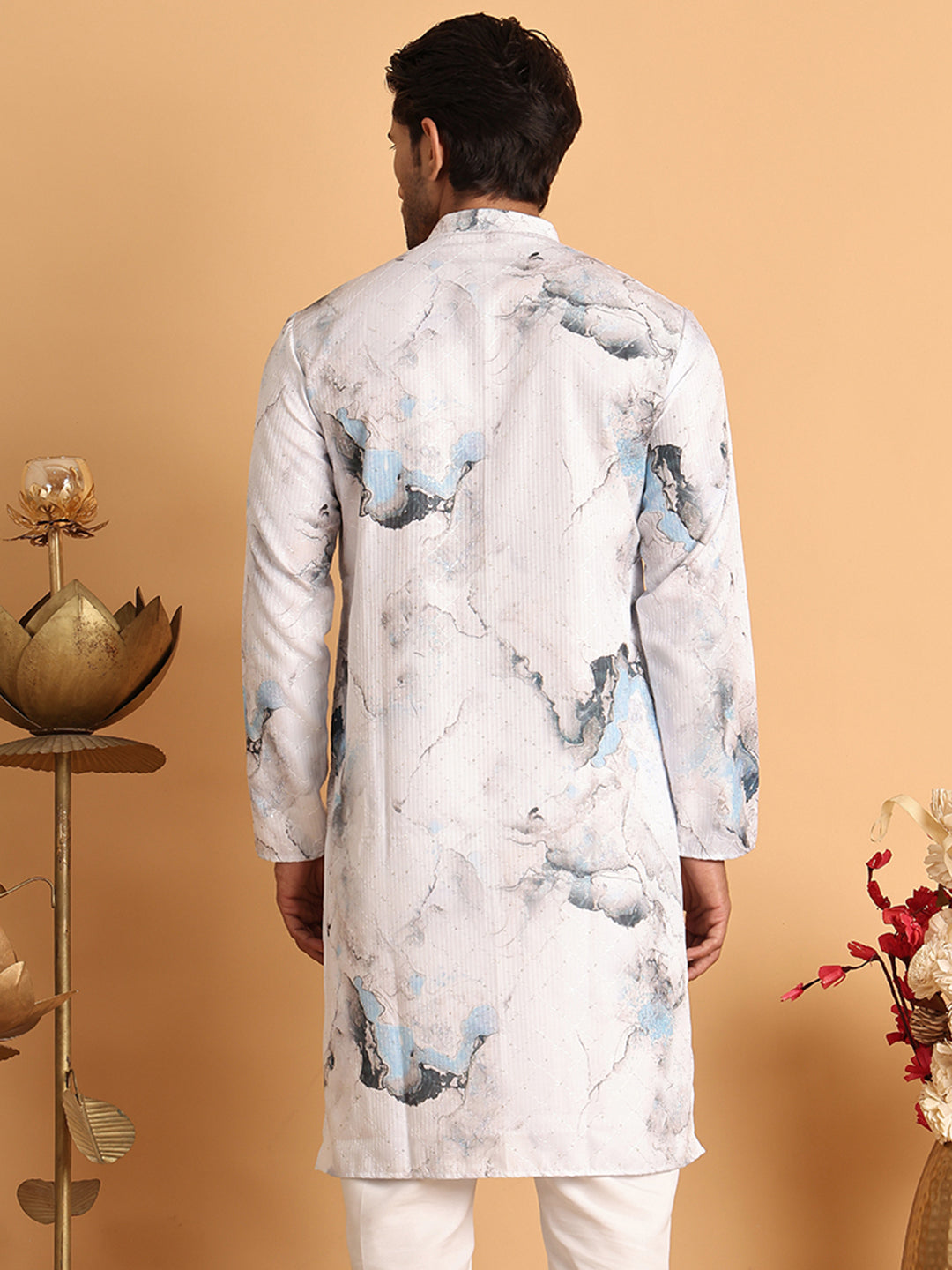 DesiQlo Men Embroidered Kurta Only - Blue - KO_5112Blue_S