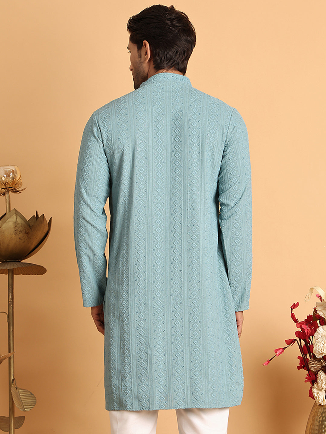 DesiQlo Men Embroidered Kurta Only - Blue - KO_5116Blue_S