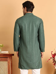 Embroidered Straight Kurtas For Men ( KO 5118Sea-Green ) [FF] [P-19]