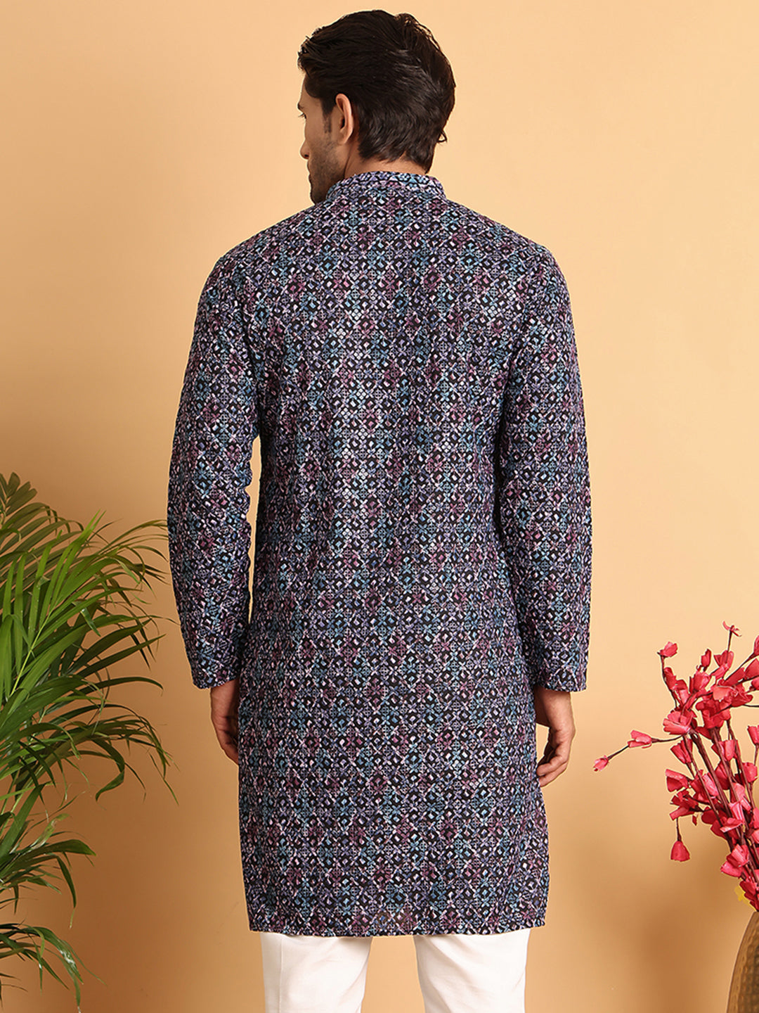 DesiQlo Men Embroidered Kurta Only - Multicolor - KO_5121Multi_S