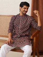 Embroidered Viscose Kurtas For Men ( KO 5122Peach )
