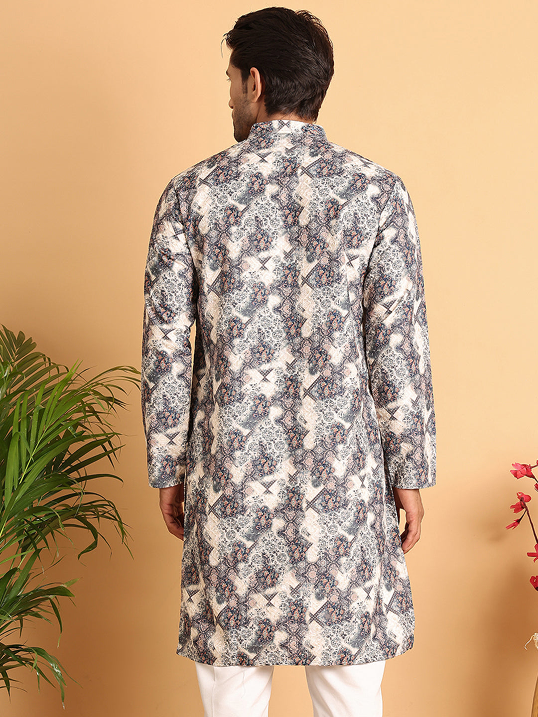 DesiQlo Men Embroidered Kurta Only - Grey - KO_5123Grey_S