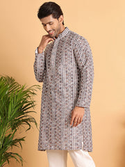 Embroidered & Printed Kurtas For Men ( KO 5124Coffee ) [FF] [K-4]