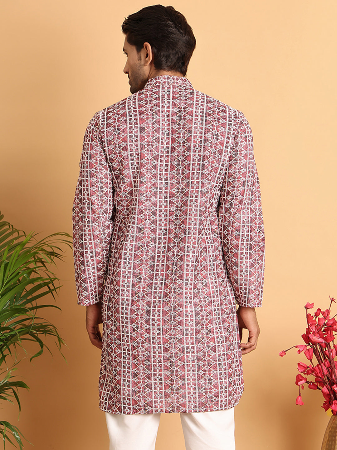 DesiQlo Men Embroidered Kurta Only - Maroon - KO_5124Maroon_S