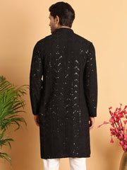 Embroidered Sequined Viscose Straight Kurta. ( KO 5125Black ) [FF] [A-9-10]