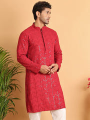 Embroidered Sequined Viscose Straight Kurta. ( KO 5125Maroon ) [FF] [A-9-10]
