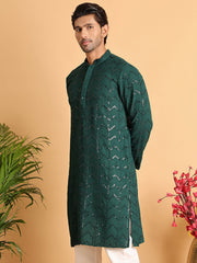 Embroidered Sequined Viscose Straight Kurta. ( KO 5125Olive ) [FF] [A-9-10]