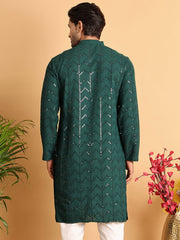 Embroidered Sequined Viscose Straight Kurta. ( KO 5125Olive ) [FF] [A-9-10]