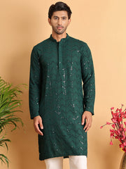 Embroidered Sequined Viscose Straight Kurta. ( KO 5125Olive ) [FF] [A-9-10]