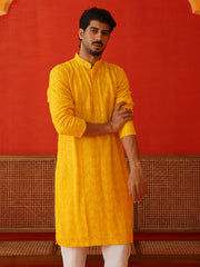 Embroidered Sequined Viscose Straight Kurtas. ( KO 5125Yellow ) [FF] [A-9-10]