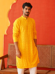 Embroidered Sequined Viscose Straight Kurtas. ( KO 5125Yellow ) [FF] [A-9-10]