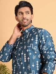 Embroidered Silk Blend Straight Kurta. ( KO 5126Peacock ) [FF] [F8]