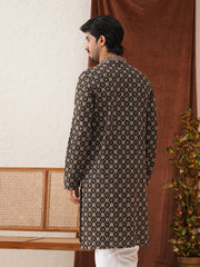 Embroidered Kurtas For Men ( KO 5127Black ) [FF] [O-1-4]