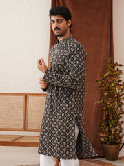 Embroidered Kurtas For Men ( KO 5127Black ) [FF] [O-1-4]