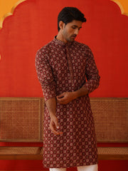 Embroidered Kurtas For Men ( KO 5127Maroon ) [FF] [O-1-4]