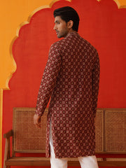 Embroidered Kurtas For Men ( KO 5127Maroon ) [FF] [O-1-4]