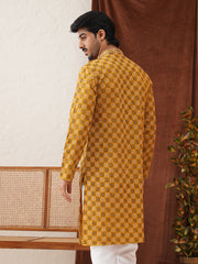 Embroidered Kurtas For Men ( KO 5127Mustard ) [FF] [O-1-4]