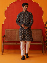 Embroidered Kurtas For Men ( KO 5127Navy ) [FF] [O-1-4]