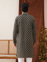 Embroidered Kurtas For Men ( KO 5127Olive ) [FF] [O-1-4]