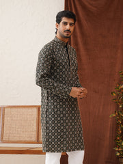 Embroidered Kurtas For Men ( KO 5127Olive ) [FF] [O-1-4]