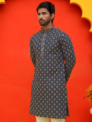 Embroidered Kurtas For Men ( KO 5127 Peacock ) [FF] [O-1-4]