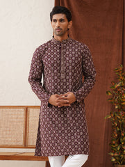Embroidered Kurtas For Men ( KO 5127Purple ) [FF] [O-1-4]
