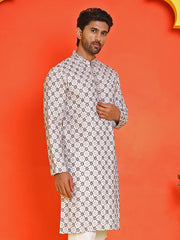 Embroidered Kurtas For Men ( KO 5127 White ) [FF] [O-1-4]