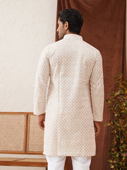 Sequins & Embroidered Kurtas For Men ( KO 5128Beige ) [FF] [I-1-4 & H2-3]