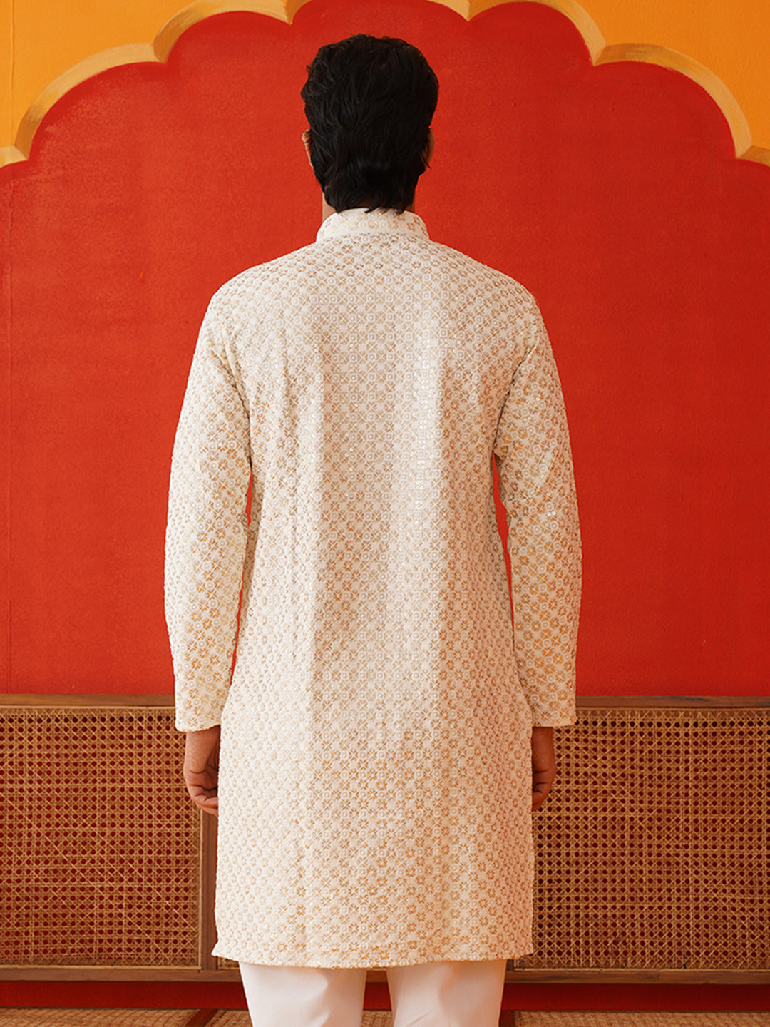 DesiQlo Men Embroidered Kurta Only - Beige - KO_5128Cream_S
