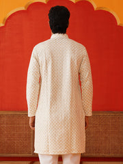 Sequins & Embroidered Kurtas For Men ( KO 5128Cream ) [FF] [I-1-4 & H2-3]